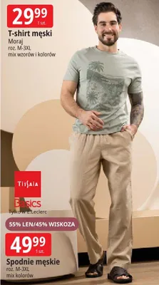 Spodnie męskie Tissaia Basics 55% LEN/45% WISKOZA roz. M-3XL mix kolorów promocja w Leclerc