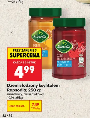 Dżem słodzony ksylitolem Rapsodia morelowy promocja w Biedronka