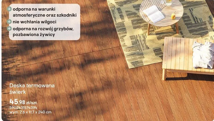 Deska termowana świerk promocja w Castorama