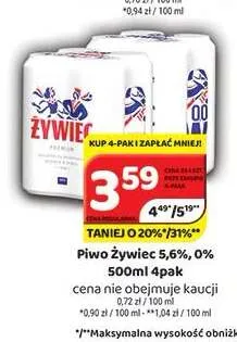 Piwo Żywiec 5,6% 4-pak promocja w Delfin