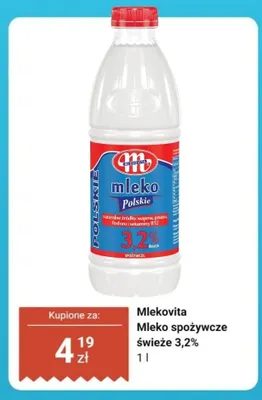 Mleko spożywcze świeże Mlekovita 3,2% promocja w Dino