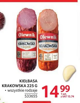 Kiełbasa krakowska sucha ze szynki Olewnik promocja w Selgros