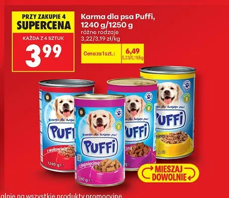 Karma dla psa Puffi z jagnięciną promocja w Biedronka