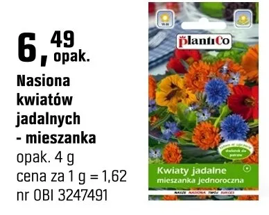 Nasiona kwiatów jadalnych - mieszanka promocja w OBI