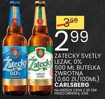 Żatecky svetly lezak 0% 500ml butelka zwrotna (0,60zł/100ml) promocja w Wafelek