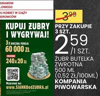 Piwo Żubr Butelka Zwrotna promocja w Wafelek