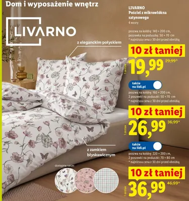 Pościel z mikrowłókna satynowego LIVARNO 140x200 cm promocja w Lidl