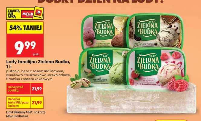 Lody familijne Zielona Budka tiramisu z sosem kakaowym promocja w Biedronka