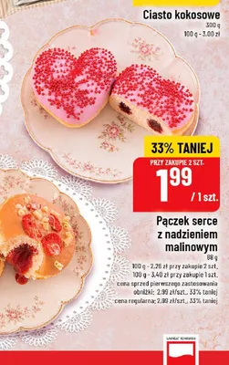 Pączek serce z nadzieniem malinowym promocja w POLOmarket