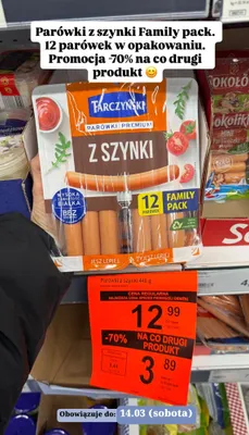 Parówki z szynki Family pack promocja w Aldi