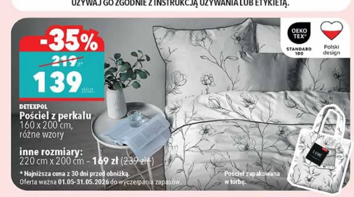 Pościel z perkalu DETEXPOL promocja w Biedronka