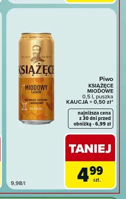 Piwo Książęce Miodowe promocja w Carrefour Express