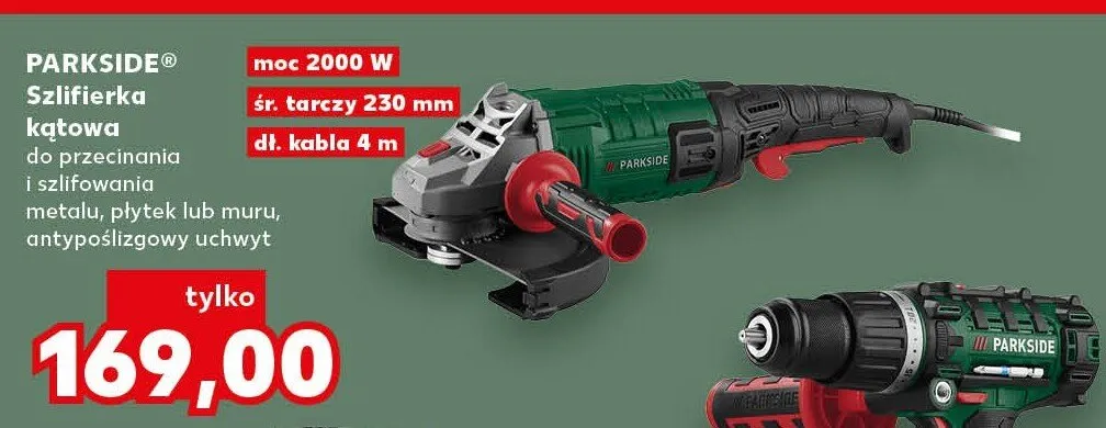 Szlifierka kątowa PARKSIDE moc 2000W śr. tarczy 230mm dł. kabla 4m promocja w Kaufland