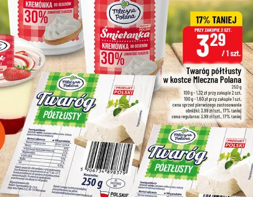 Twaróg półtłusty w kostce Mleczna Polana promocja w POLOmarket