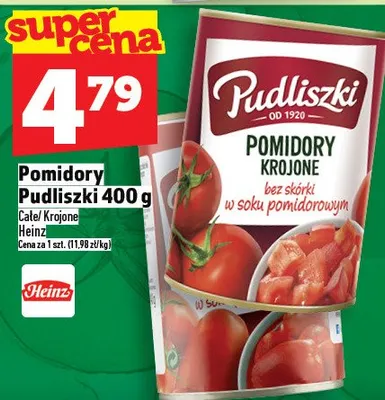 Pomidory Pudliszki krojone bez skórki w soku pomidorowym promocja w TOPAZ