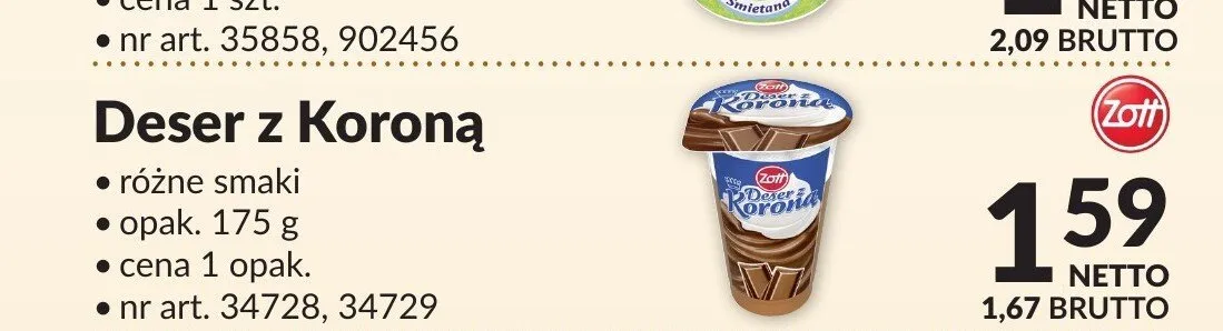 Deser z Koroną Zott promocja w Makro