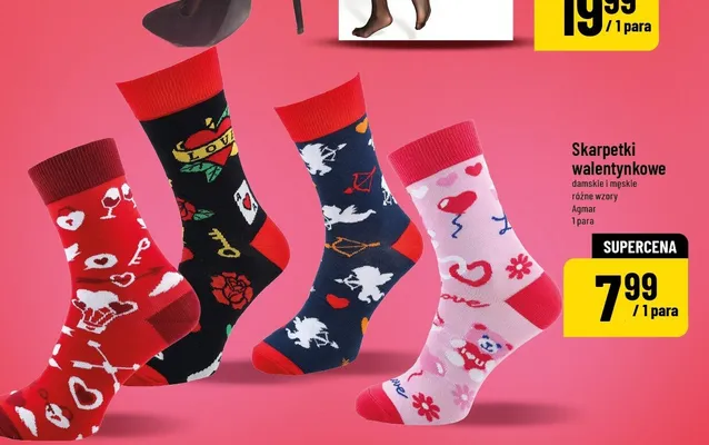 Skarpetki walentynkowe damskie i męskie różne wzory Agmat promocja w POLOmarket