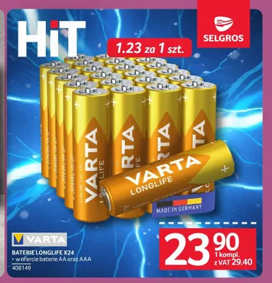 Baterie Varta Longlife 24-pak promocja w Selgros