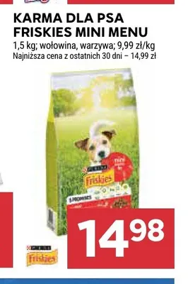 Karma dla psa Friskies Mini Menu wołowina i warzywa promocja w Stokrotka