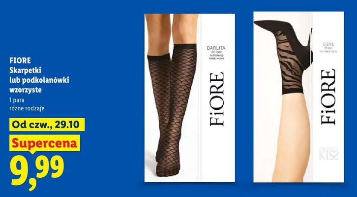 Podkolanówki wzorzyste Fiore promocja w Lidl