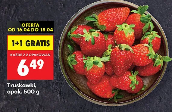 Truskawki, opak. promocja w Biedronka