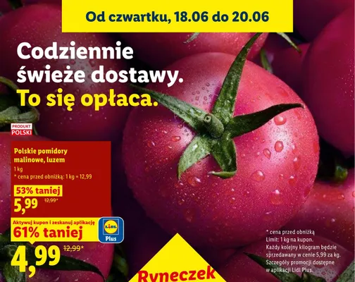 Pomidory malinowe polskie luzem promocja w Lidl