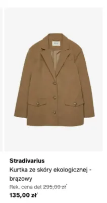 Kurtka ze skóry ekologicznej Stradivarius brązowy promocja w Lounge by Zalando