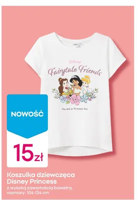Koszulka dziewczęca Princess z wysoką zawartością bawełny promocja w Pepco