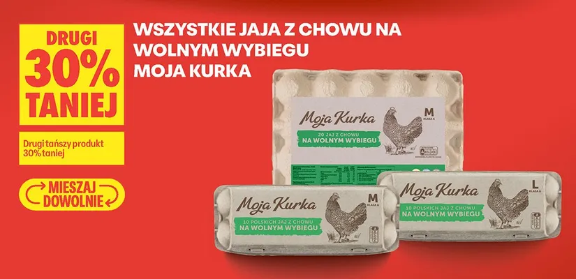 Jaja z chowu na wolnym wybiegu Moja Kurka promocja w Biedronka