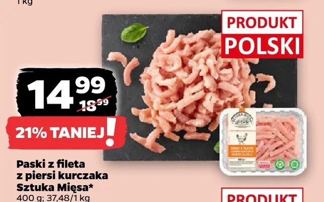 Paski z fileta z piersi kurczaka Sztuka Mięsa+ promocja w Netto