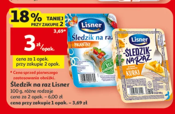 Śledzik na raz Lisner z kurkami promocja w Auchan