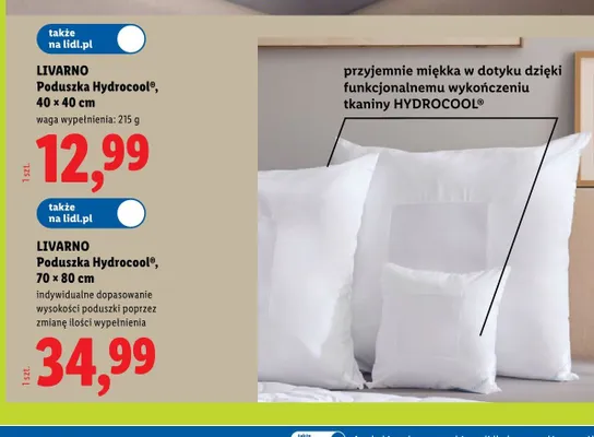 Poduszka Hydrocool LIVARNO 40x40 cm promocja w Lidl