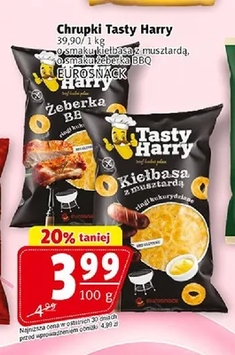 Chrupki Tasty Harry o smaku kiełbasa z musztardą Eurosnack promocja w Prim Market