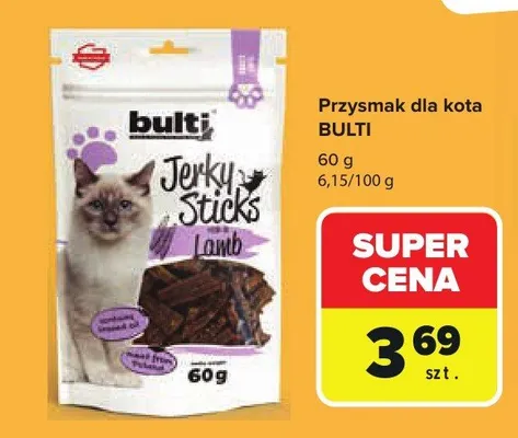 Przysmak dla kota Bulti Jerky Sticks Lamb promocja w Carrefour Market