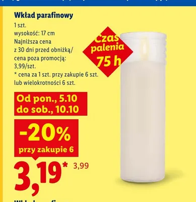Wkład parafinowy 17 cm promocja w Lidl