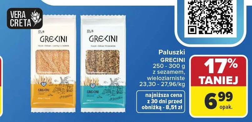 Paluszki z sezamem Grecini promocja w Carrefour Market