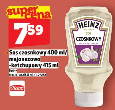 Sos czosnkowy 400 ml / majonezowo-ketchupowy 415 ml promocja w TOPAZ