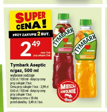 Napój Tymbark Aseptic jabłko-brzoskwinia promocja w Twój Market