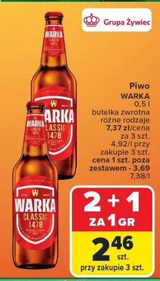 Piwo butelka zwrotna różne rodzaje promocja w Carrefour Market
