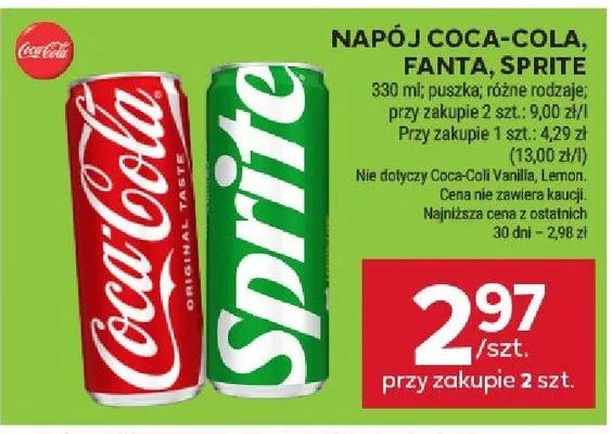 Napój Coca-Cola, Fanta, Sprite promocja w Stokrotka