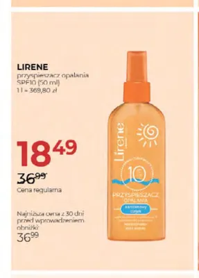 Przyspieszacz opalania Lirene SPF10 promocja w Drogerie Jawa