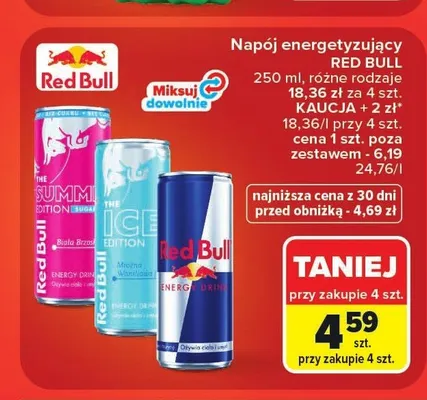 Napój energetyzujący Red Bull Winter Edition mroźna wanilia promocja w Carrefour