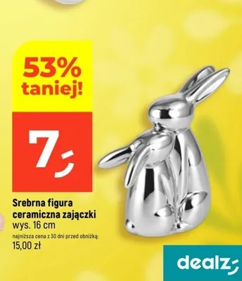 Srebrna figura ceramiczna zajączki promocja w Dealz