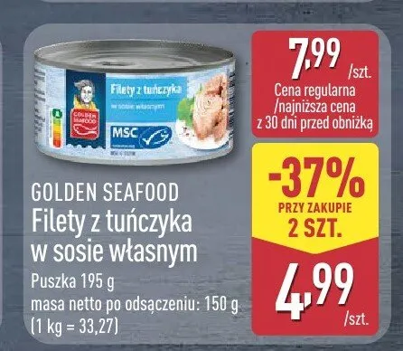 Filety z tuńczyka w sosie własnym promocja w Aldi
