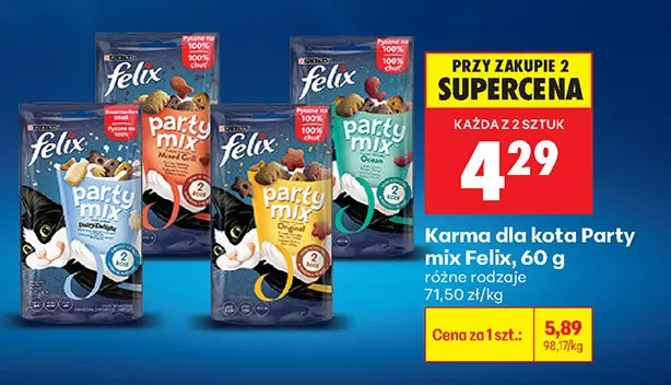Karma dla kota Party mix, różne rodzaje promocja w Biedronka