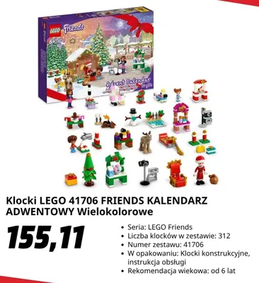 Klocki LEGO 41706 Friends kalendarz adwentowy wielokolorowe promocja w Media Markt