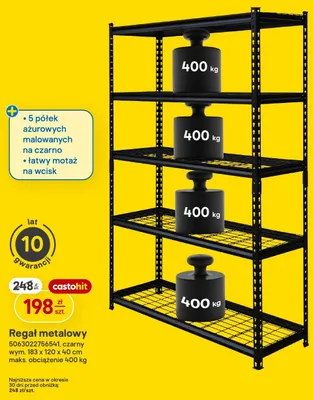 Regał metalowy czarny promocja w Castorama