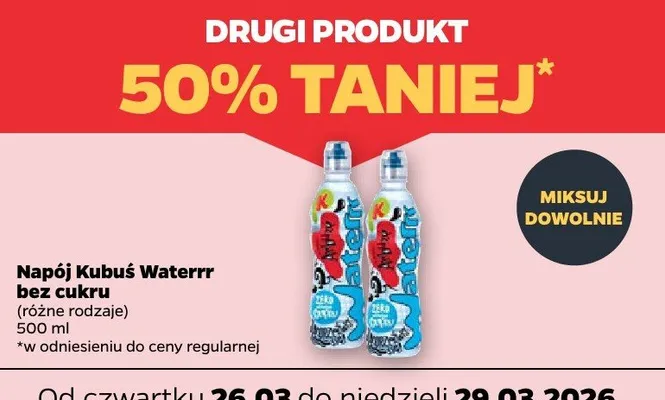 Napój Waterrr bez cukru, różne rodzaje DRUGI -50% promocja w Netto