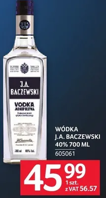 Wódka J.A. Baczewski 40% 700 ml promocja w Selgros