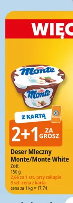 Deser mleczny Monte White Zott promocja w Leclerc